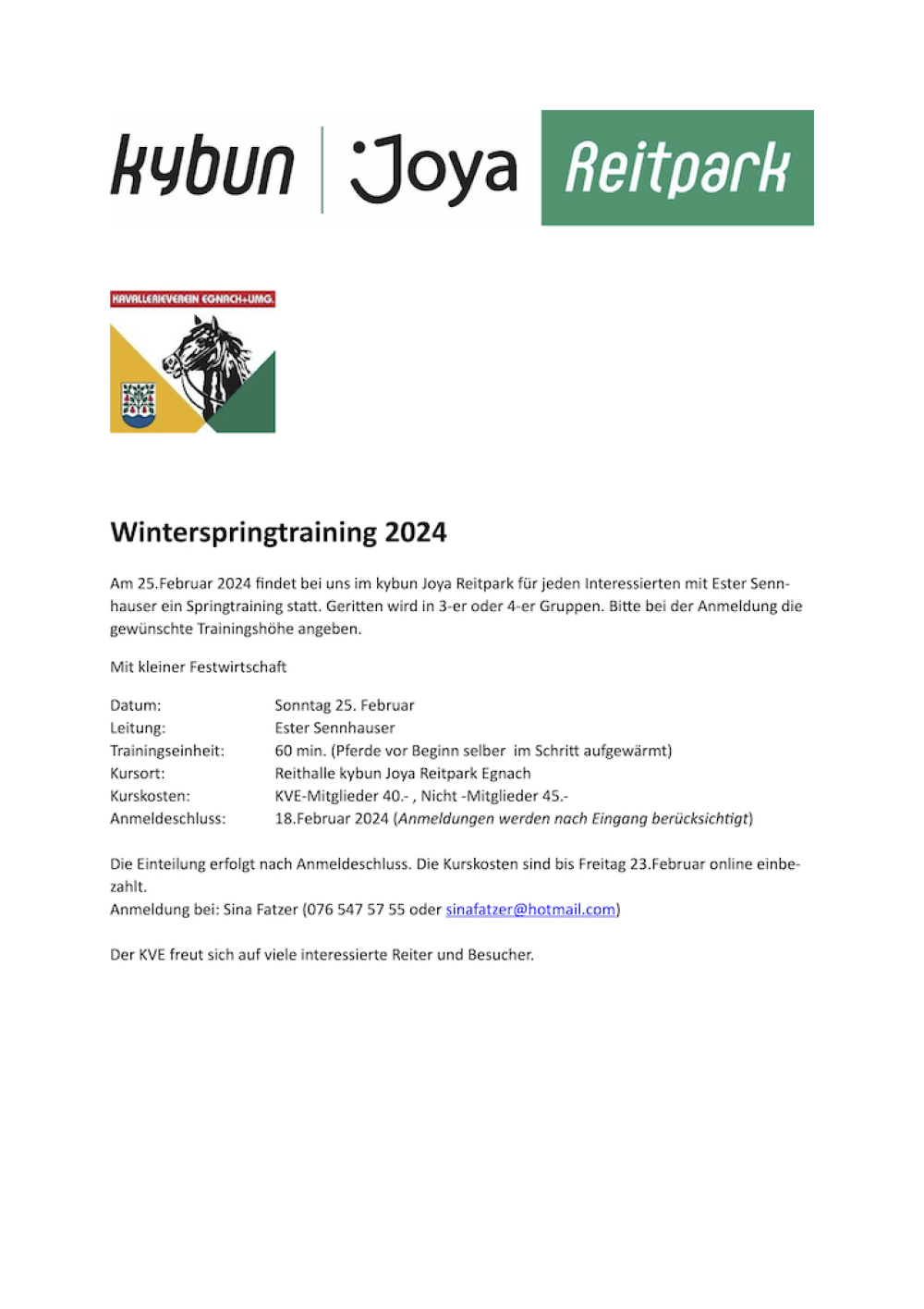 Winterspringtraining 2024 mit Ester Sennhauser