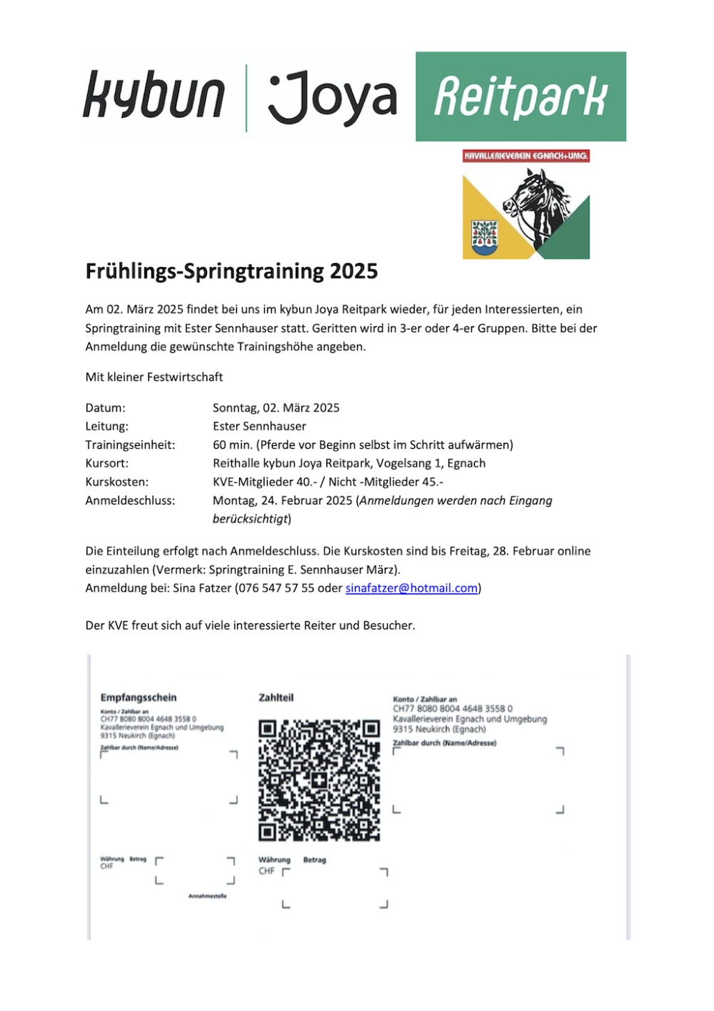 Frühlingsspringtraining mit Ester Sennhauser 02.März 2025